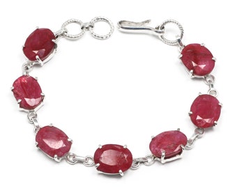 Ruby Sterling Silver Bracelet For Women - Handmade and Chic