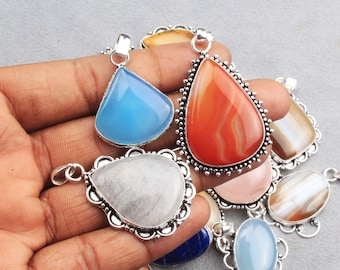 Assorted Crystal Pendants, Statement Pendant, Assorted Gemstone Pendants, Crystal Jewelry For Women, Silver Overlay Necklace Pendant Jewelry