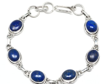 Lapis Lazuli Silver Bracelet For Women - Boho, Handmade and Chic