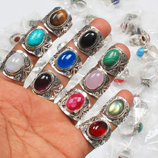 Assorted Crystal Rings, Silver Overlay Women Ring's, Handmade Ring, Boho Ring, Hippie Ring, Vintage Ring, Fashion Jewelry Ring Size 5 To 10