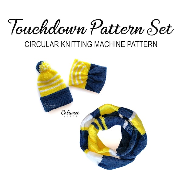 Touchdown Beanie Headband Scarf Set for Circular Knitting Machines