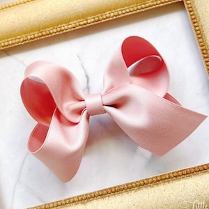Blush Satin hair bow pink satin hair bow satin hair bow hair bow hair clip, Satin Hair Bow for Women or Girls rose hair bow toddler hair bow