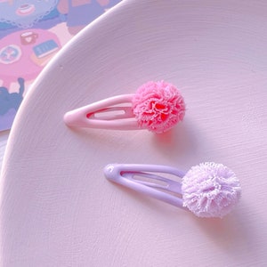 MINI PomPom Snap Clips for baby toddler girl mini Hair clips Pompom Hair clip toddler hair accessories gift for girl baby hair bow hair clip