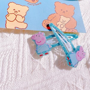 SET OF 2 George Pig Hair Clips For Baby Toddler Girl,Little Girl Snap Clips,Peppa Pig Accessories,Baby Hair Clips,Peppa Pig Birthday Gifts