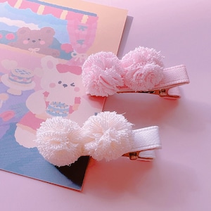 MINI PomPom Hair Clips for baby toddler girl mini Hair clips Bobble hair clip toddler hair accessories gift for girl baby hair bow baby clip