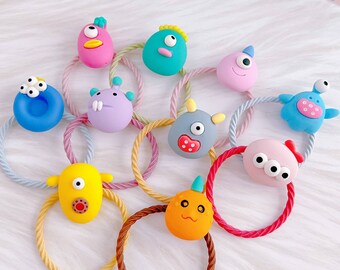 Laços de cabelo de pequeno monstro para bebês meninas, laços de cabelo bonitos para bebês, laços de cabelo elásticos para meninas, presente de Halloween para meninas, laços de cabelo para crianças de Halloween