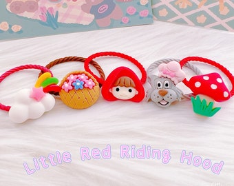 5PCS The Little Red Riding Hood Hair Ties for Baby Toddler Girl, Cute Girl Hair Accessories, Baby Elastic Hair Ties,Toddler Girl Hair Holder