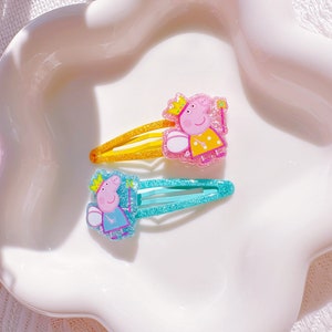 SET OF 2 Peppa Pig Hair Clips For Baby Toddler Girl,Little Girl Snap Clips,Peppa Pig Accessories,Baby Hair Clips,Peppa Pig Birthday Gifts