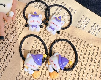 Laços de cabelo fofos de Halloween para meninas pequenas, laços de cabelo elásticos, presentes de Halloween para meninas, laços de cabelo de Halloween para crianças pequenas, laços de cabelo de abóbora, laço de cabelo de gato