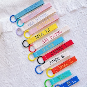 Gepersonaliseerde borduurnaamplaatje, kleurrijk aangepast naamplaatje, rugzaklabel, aangepaste sleutelhanger, lunchboxlabel, fleslabel, bagagelabel, schooltaslabel