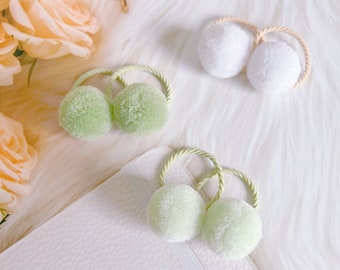 2 Fluffy Soft  Yarn Pom Pom hair ties for baby girl toddler,Prom Prom hair ties,bobbles hair ties,girl hair Elastics Fluffy Hair Bobbles
