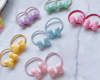 Set of 2 Soft Colors Cute Bow Hair Ties for Baby Toddler Girls Kids Hair Ties Elastic Hair Tie Hair Accessory Toddler Hair Holder baby gift