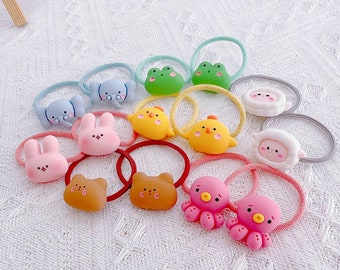 Set of 2 Cute Animal Hair Ties for Baby Toddler Girls,Baby Bunny Hair Ties,Girl Elastic Hair Ties,Toddler Hair Accessory,Bear Hair Holder