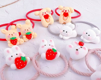 Set of 2 Bunny Hair Ties for baby toddler girl,Cute Animal hair ties,Girl ponytail holder,Toddler Hair Holder,Bunny hair ties,gift for girl