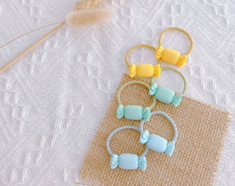 Candy Hair Ties: 10 Rainbow Bobbles, Baby Toddler Hair Accessories