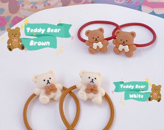 PAIR Teddy Bear Hair Ties for baby toddler girl,Cute Bear Hair Accessories,Toddler Hair Holder,gift for girl,Teddy Bear gift, Birthday gift