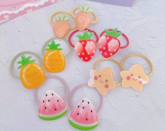 2er Set Obst Haargummi für Baby Kleinkind Mädchen, Sommer Frucht Haargummi, Baby Elastische Haargummi, Kinder Haar accessoire, Mädchen Haarhalter