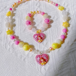 Disney Princess Necklace And Bracelet For Toddler Girl And Baby,Princess Belle Jewellery Set,Toddler Girl Birthday Gift,Party Gift For Girls