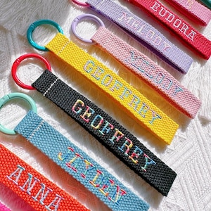 Multicolored Ombre Bold Font Name Or Phone Number Tag,Embroidered Keychain,Personalized Gradient Embroidery Backpack Tag,Luggage Name Tag