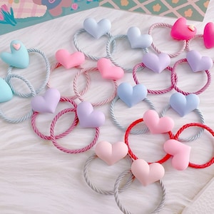 Set von 2 Pastell Herz Haargummis für Baby Kleinkind Mädchen,Süße Baby Haargummis,Mädchen Elastische Haargummis,Kleinkind Haarschmuck,Kleinkind Haarschmuck