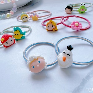 Set of 2 MINI Disney Princess Hair Ties for Baby Toddler Girls Infant Hair Ties Toddler Elastic Hair Ties Princess Hair ties Ponytail Holder
