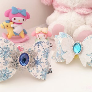 Frozen hair bow, Elsa hair bow, Christmas hair bow, Christmas gift for baby kids toddler girl, snow queen hair clip, snowflake hair bow