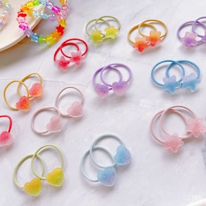 2 Ombre Hair Ties set for Baby Toddler Girls Kids Hair Ties Set Elastic Hair Tie Hair Accessories Toddler Gummy Hair Holder Star Hair Ties