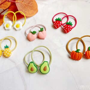 2 Fruit Hair Ties set for Baby Toddler Girls Kids Hair Ties Set Elastic Hair Tie Hair Accessories Toddler Hair Holder Princess Hair Ties