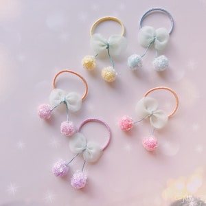 Tulle Cherry hair ties for baby toddler girl hair accessories Fruits hair tie bobble hair tie baby hair ties toddler hair ties gift for baby