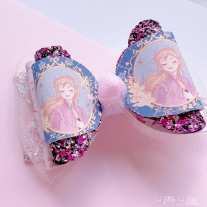 Disney Frozen Princess Anna Hair Bow with clips for toddler girl baby hair bow Frozen hair clips Elsa hair bow Disney princess hair clips