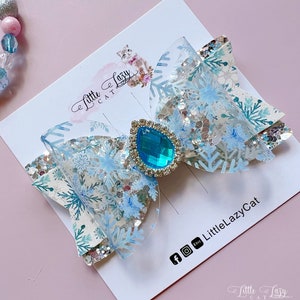 Frozen snowflake hair bows hair accessories gift set Elsa hair bow girl hair accessories for toddler baby kids girl gift for girl snap clips