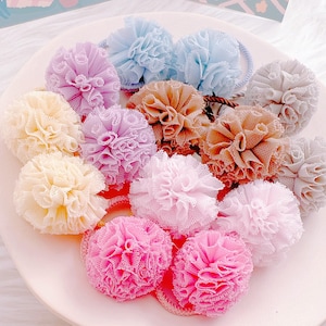 Set of 2 Large Pom Pom hair ties for baby girl toddler,Colorful Prom Prom hair ties,bobbles hair ties,Girl hair Elastics Fluffy Hair Bobbles