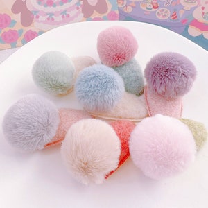 Pastel Pom Pom hair clips for baby girl and toddler,Prom Prom Snap Clip,Baby Girl Bobbles Hair Clip,Toddler Fluffy Hair clips,hair accessory