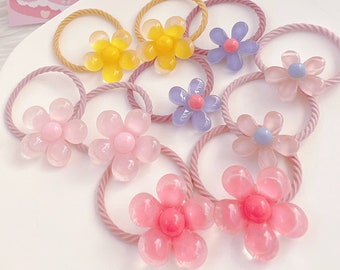 PAIR Fleurs Liens de cheveux pour bébé fille tout-petit,Accessoires pour cheveux fleuris de printemps mignons,Porte-cheveux pour tout-petits,cadeau pour fille,Cadeau d’anniversaire pour tout-petit