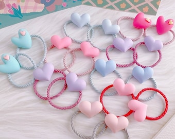 Conjunto de 2 lazos de cabello de corazón pastel para niñas bebés, lindos lazos para el cabello del bebé, lazos elásticos para el cabello de la niña, accesorio para el cabello del niño pequeño, soporte para el cabello del niño pequeño