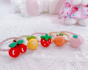 2er Set Obst Haargummi für Baby Kleinkind Mädchen, süße Haargummi, elastische Haargummi Haarschmuck Kleinkind Haarhalter Erdbeere Haargummi