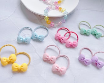 Set of 2 Soft Colors Cute Bow Hair Ties for Baby Toddler Girls Kids Hair Ties Elastic Hair Tie Hair Accessory Toddler Hair Holder baby gift