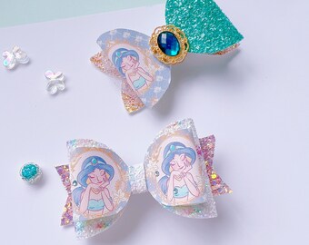 Disney Princess Jasmine Hair Bow with clips for toddler girl hair bow toddler hair clips baby hair bow Disney princess hair clips girls gift