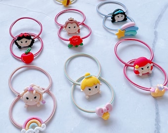 Set of 2 Disney Princess Hair Ties for Baby Toddler Girls Infant Hair Ties Elastic Hair Tie Hair Accessory Toddler Hair ties Ponytail Holder