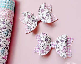 Ballet hair bow, toddler hair accessories, snap clips, girl hair bow, pink glitter bow, Pink Ballet Ballerina Print Hair Clip, ballet bow