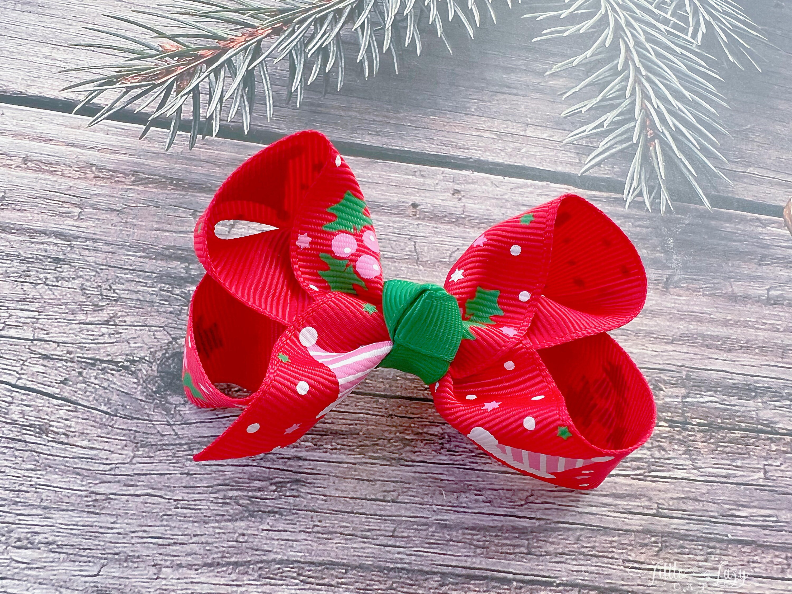 DEEKA Weihnachts-Haarschleifen Aus Samt – 6 Stück, Rot, Grün, Schwarz, 10,2 Cm, Für Kleinkinder & Mädchen