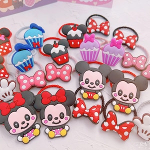 Set of 2 Soft Mickey&Minnie hair ties for baby toddler girl, Cute Minnie Mouse and Mickey Mouse Hair Accessory,gift for girl, Birthday gift