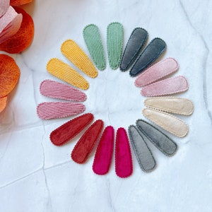 Set von 2 Samt Snap Clips für Mädchen Kleinkind Kinder Baby Kleinkind Haarschmuck Haarclips Stoffbezogene Snap Clips Haarspangen Haarschleifen