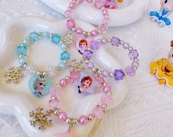 SET OF 2 Frozen Bracelet For Toddler Girl,Frozen Elsa and Anna Jeweler Set,Frozen party favor,Girl Birthday Gift,Disney Princess Party Gift