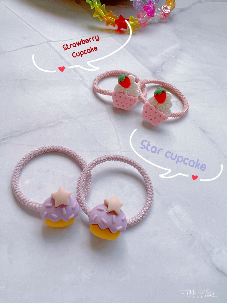 Set of 2 Ice Cream Hair Ties for Baby Toddler Girls Kids Hair Ties Set Elastic Hair Tie Hair Accessories Toddler Hair Holder gift for girl image 7