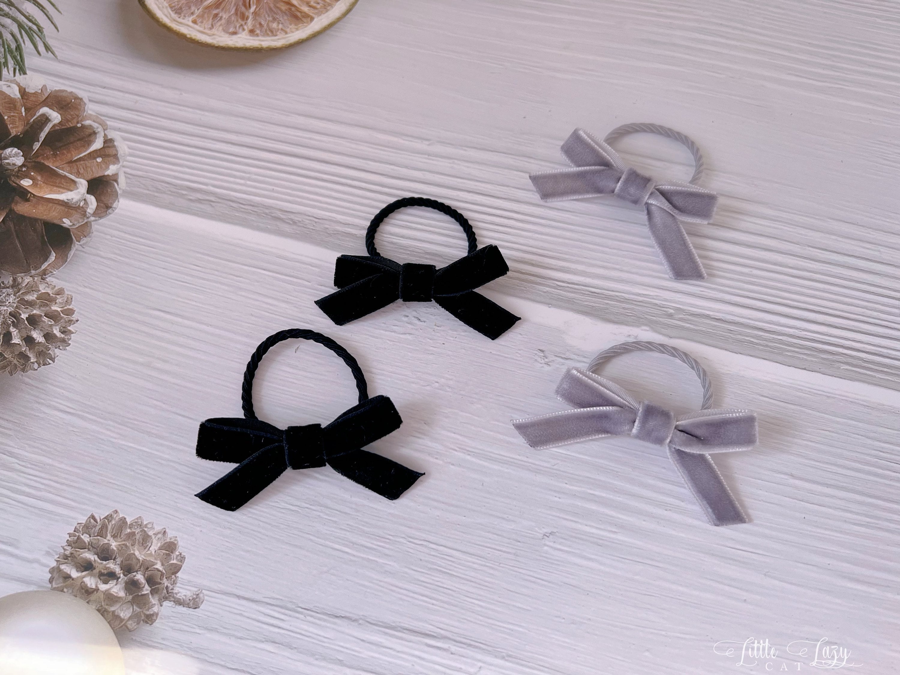 thin velvet tail hair bow casual style french hair barrette –