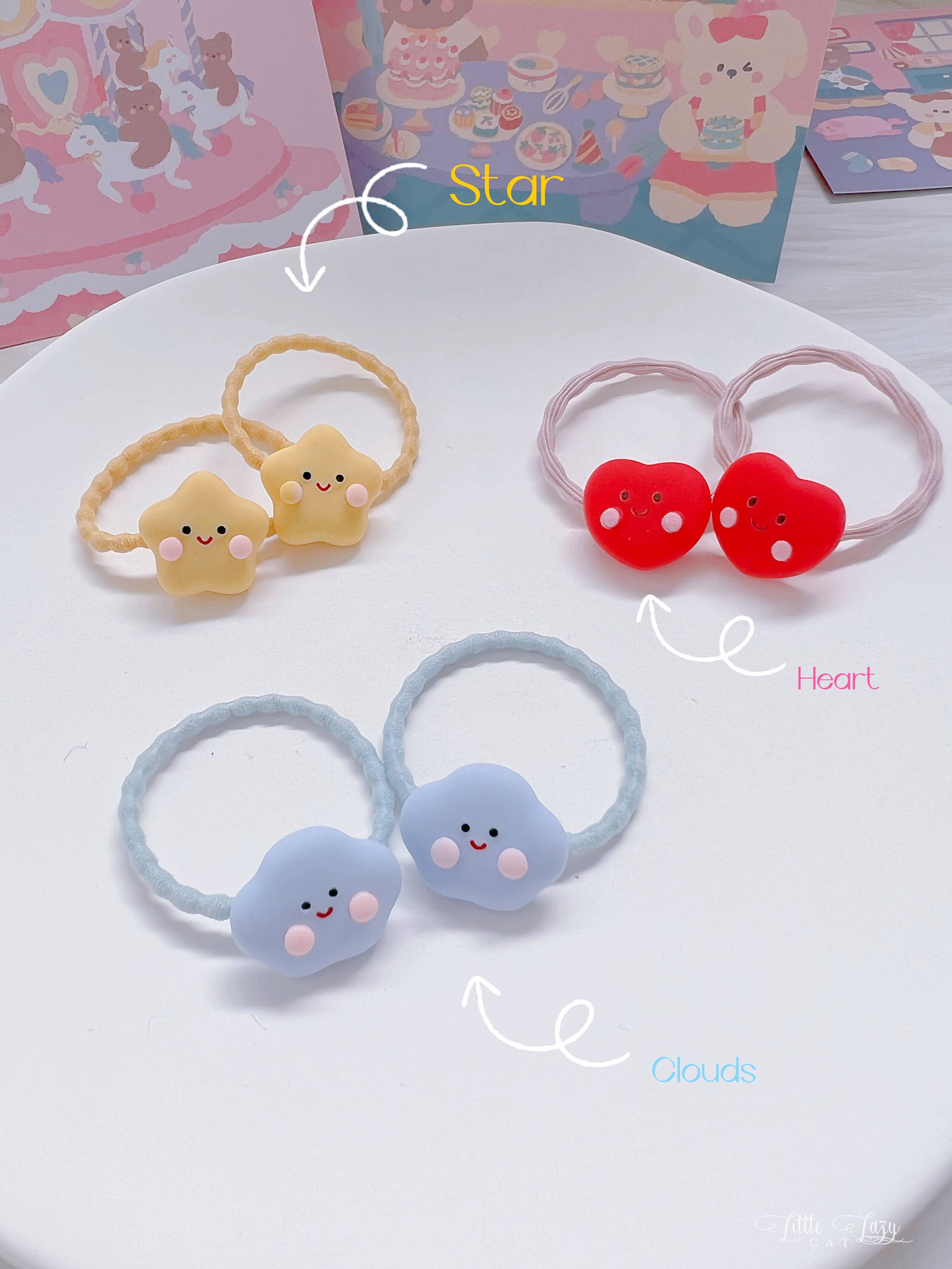 Setof2 Cute Hair Ties for Baby Toddler Girl,star Hair Ties,heart