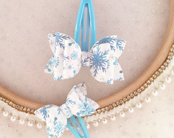 Frozen hair bow, Elsa hair bow, Christmas hair bow, Christmas gift for kids girl toddler baby, snow queen snowflake hair bow hair clips