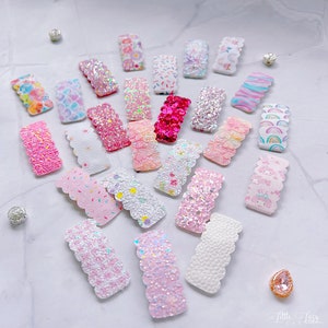 Leather Hair Snap Clips for toddler Girl Glitter Floral Leather Snap Hair Clips Faux Leather Hair Clip Fall Snap Clip Scallop Hair Clip