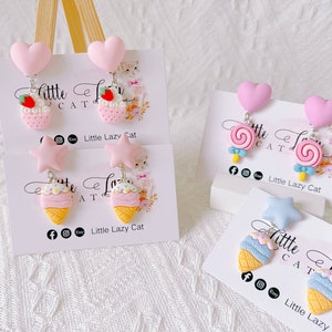 Cute Clip-On earrings For Toddler Girl,Strawberry Cupcake Clip-On Earrings,Girl Birthday Party Dress Up,Toddler Jewelry,Girl Birthday Gift